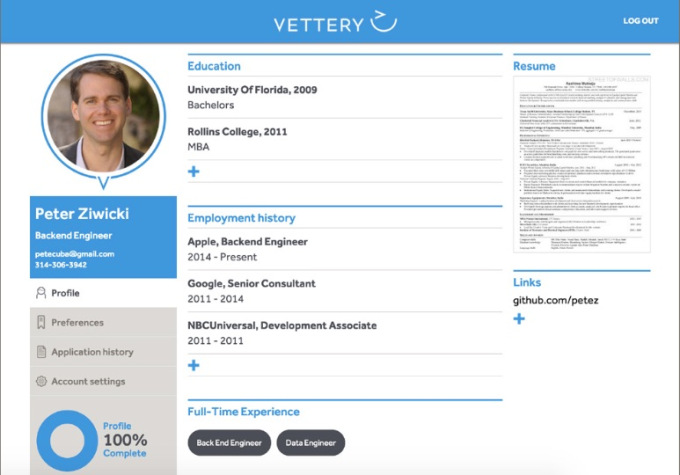 Vettery Search Tool